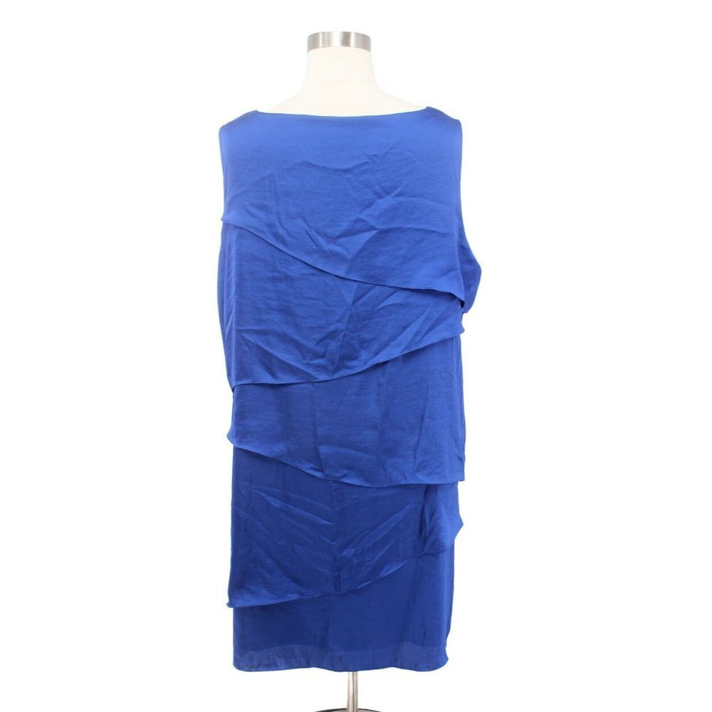 Vince Camuto Blue Satin Tiered Sleeveless Shift Dress Plus Size 24W - Picture 4 of 6